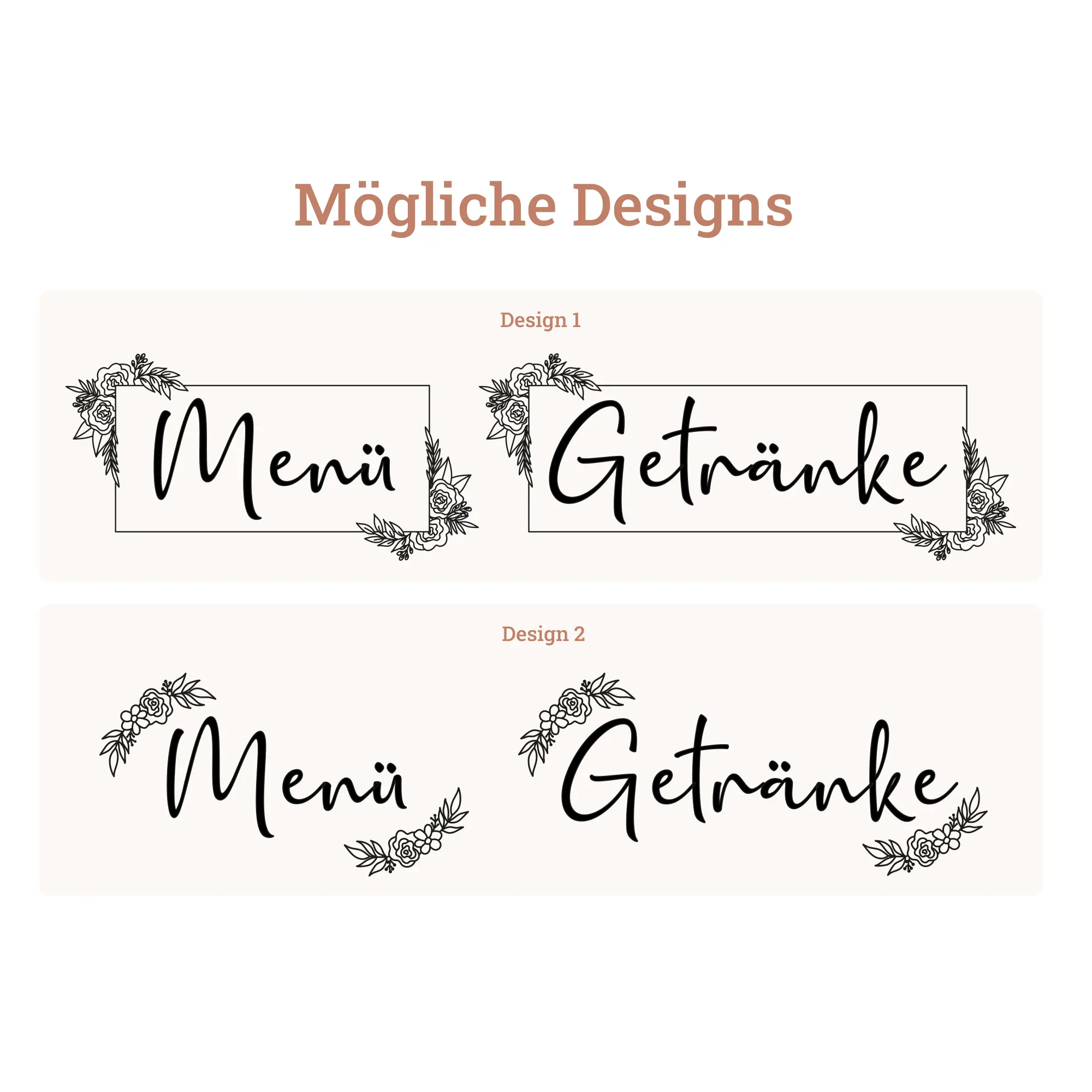 Personalisierte Menükarte für Hochzeiten aus Holz 2 Personalisierte Menükarte für Hochzeiten aus Holz - Designs