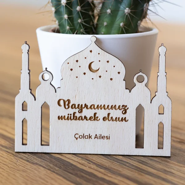 Ramadankarte aus Holz, Moschee - Produktbild