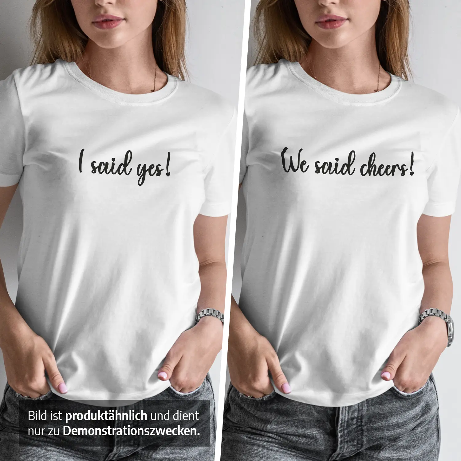 JGA T-Shirt Set für Männer und Frauen – I Said Yes! – We Said Cheers! 1 JGA T-Shirt Set für Männer und Frauen "I said yes" und "We said cheers!" Produktbild