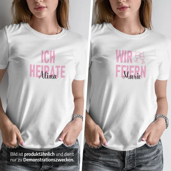 JGA T-Shirt Set für Männer und Frauen - Ich heirate - Wir feiern - Produktbild