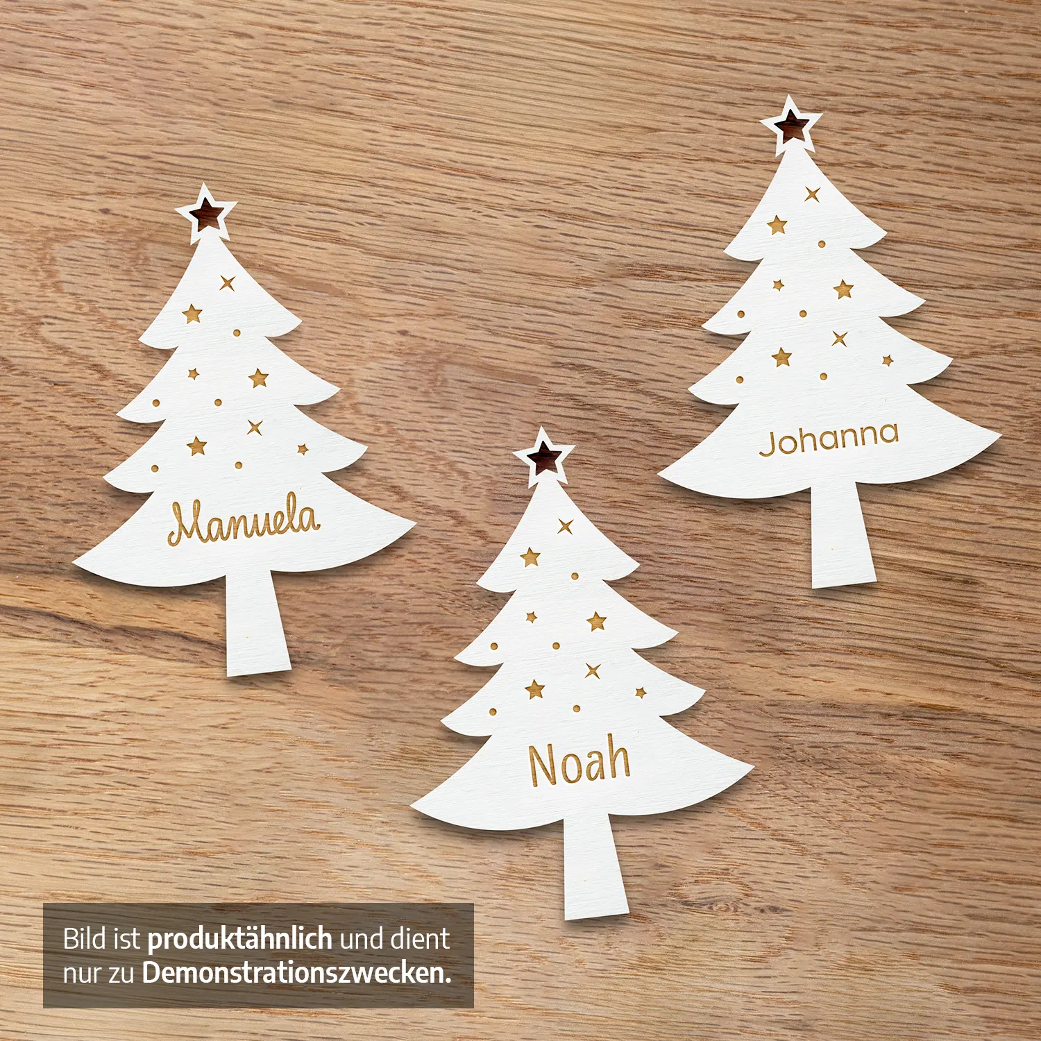 Tischkarten für Weihnachtsfeiern - Tannenbaum 5 Tischkarten in Tannenbaumform - Produktbild