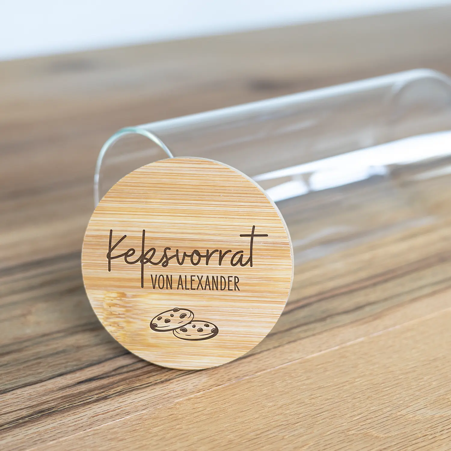 Vorratsglas Keksvorrat personalisiert mit Namen - 1l liegend