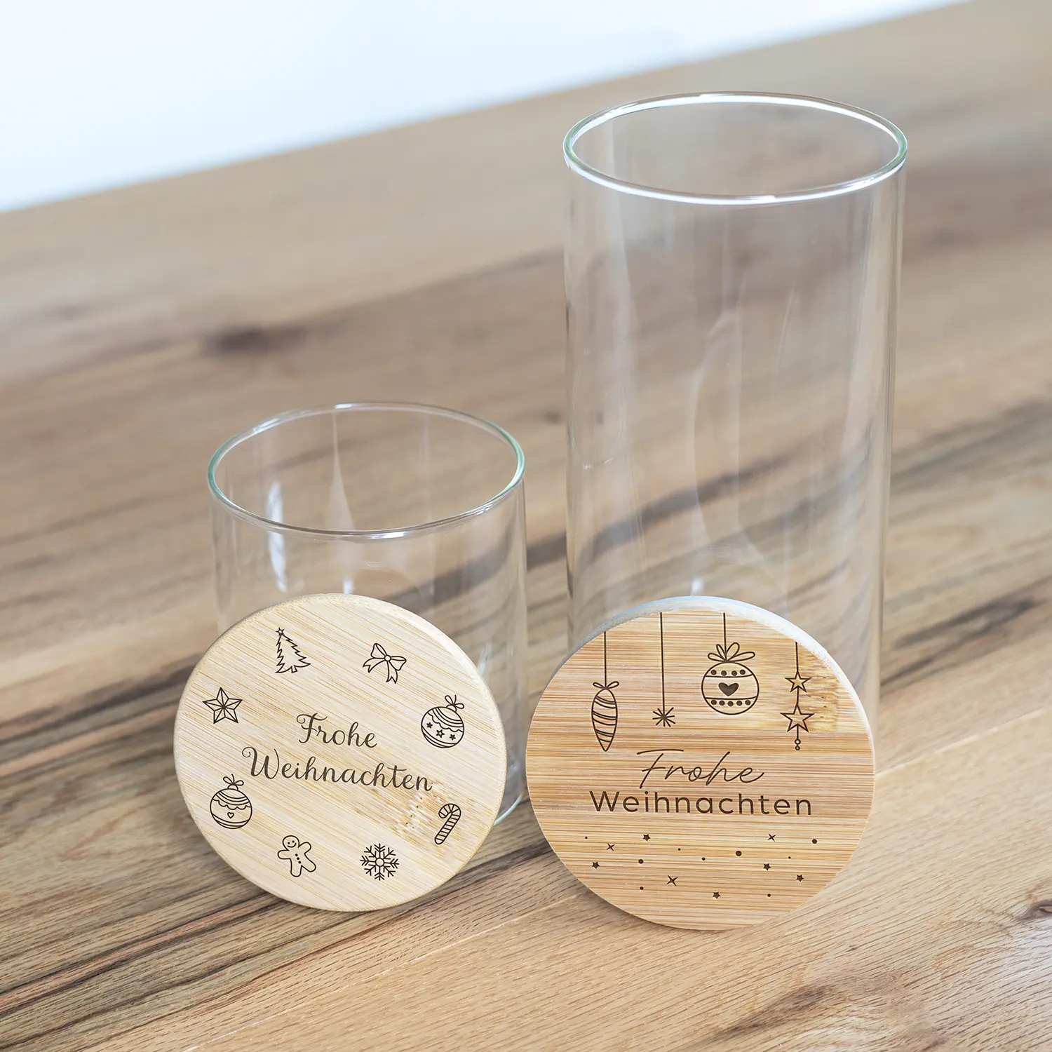 Vorratsglas „Frohe Weihnachten“ mit verschiedenen Weihnachtsmotiven - Verschiedene Größen