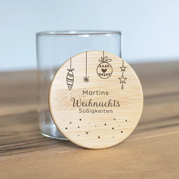 Personalisierbares Vorratsglas mit verschiedenen Weihnachtsmotiven - Produktbild