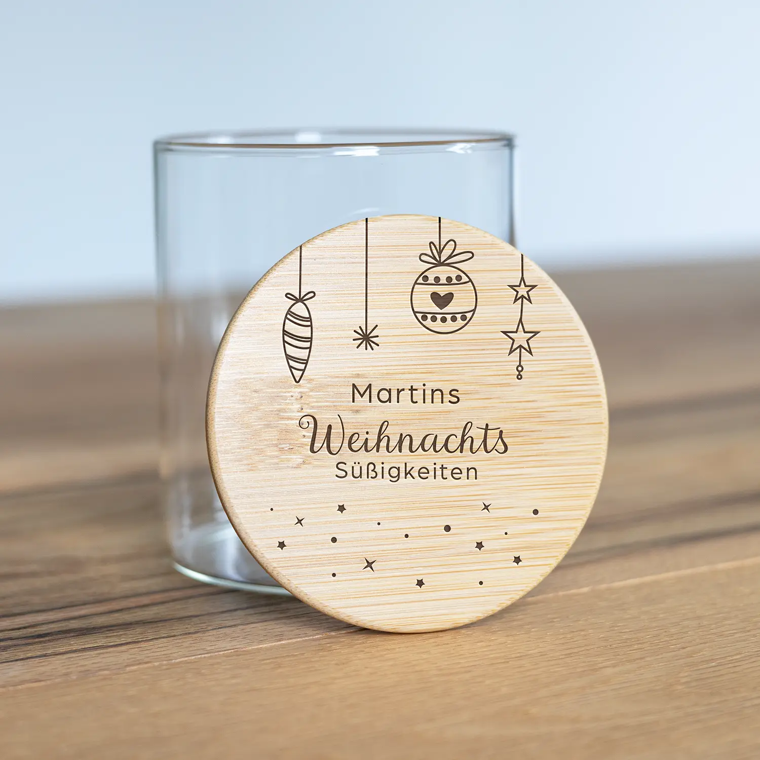 Personalisierbares Vorratsglas mit verschiedenen Weihnachtsmotiven - Produktbild