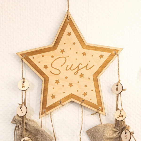 Stern-Adventskalender personalisiert mit Namen - Produktbild