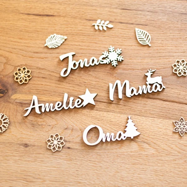 Tischkarten für Weihnachten mit Motiv aus Holz - Produktbild