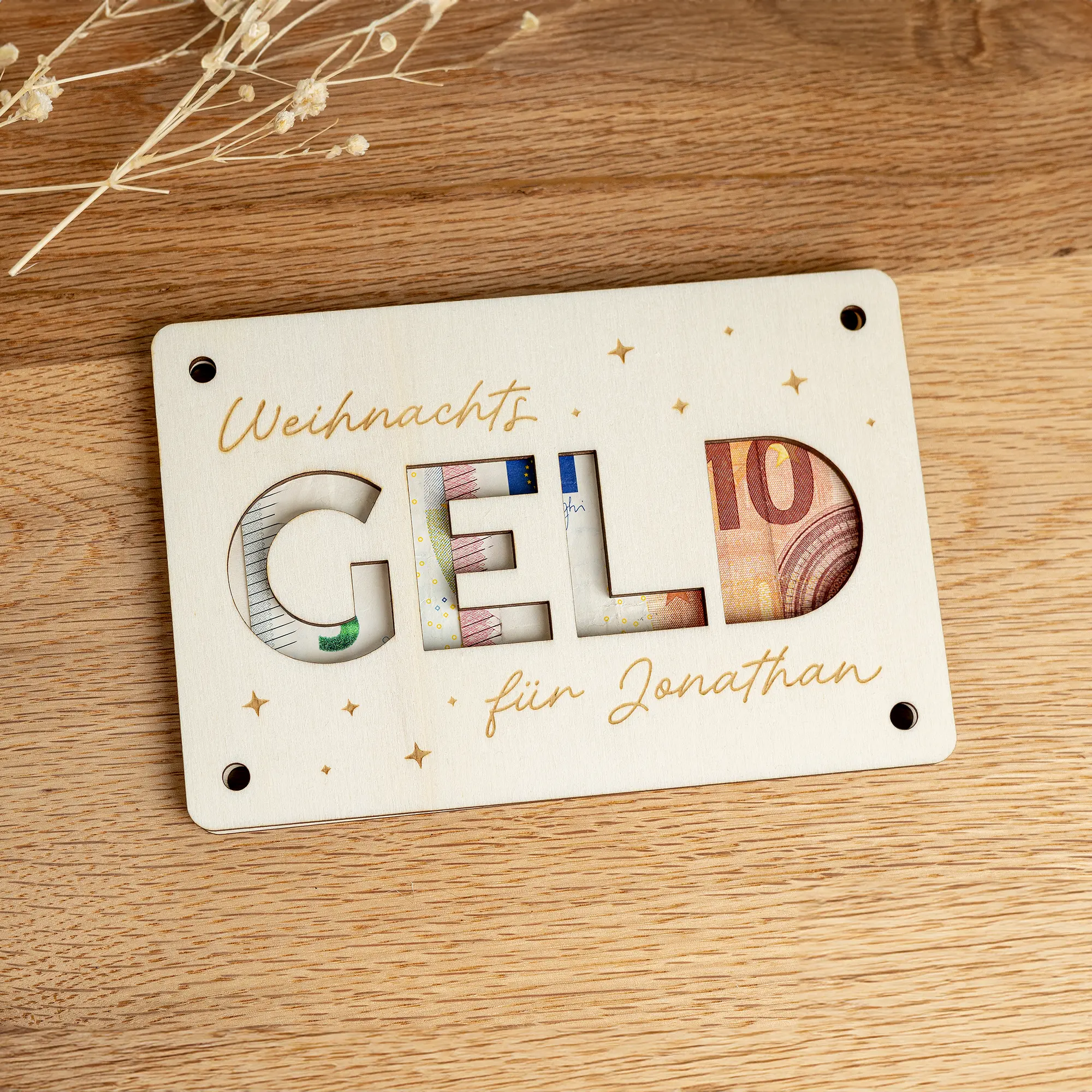Geschenkkarte aus Holz für Geldgeschenke
