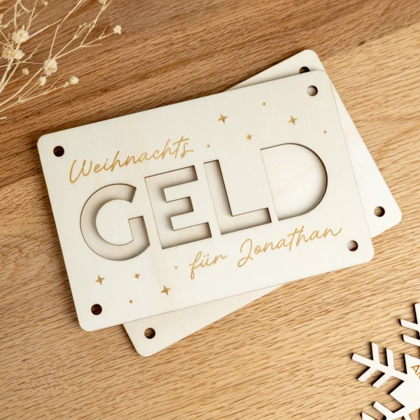 nachhaltige Geldgeschenkkarte aus Holz
