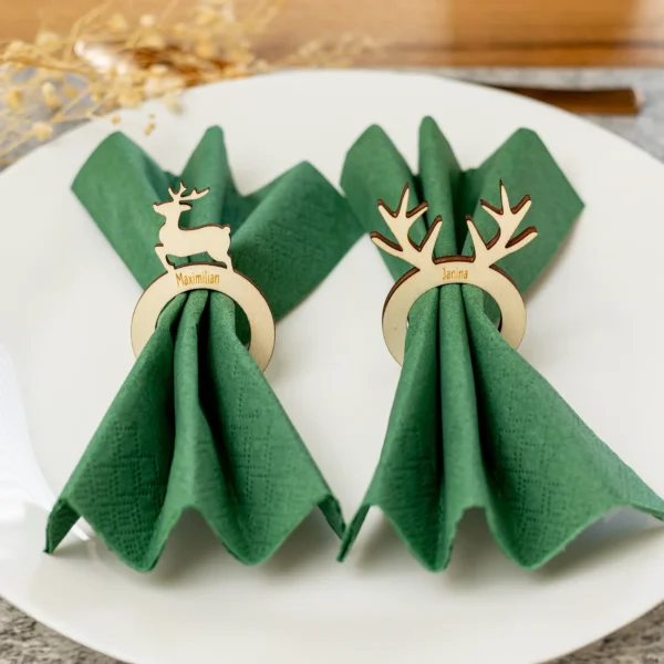 Personalisierbare Serviettenringe für Weihnachten mit Rentierdesign