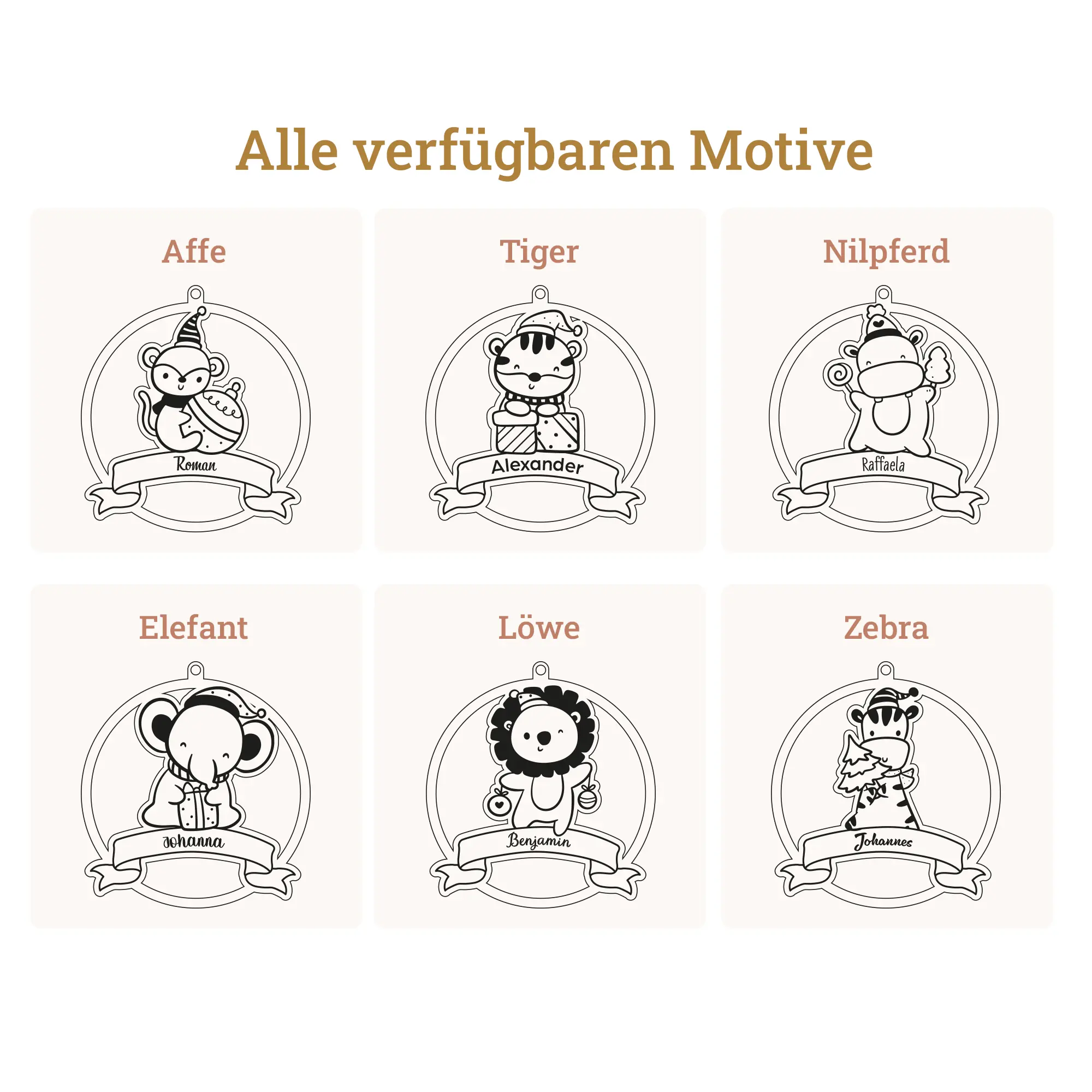 Weihnachtsbaumanhänger für Kinder, personalisiert 3 Weihnachtsbaumanhänger Für Kinder, Personalisiert Motive