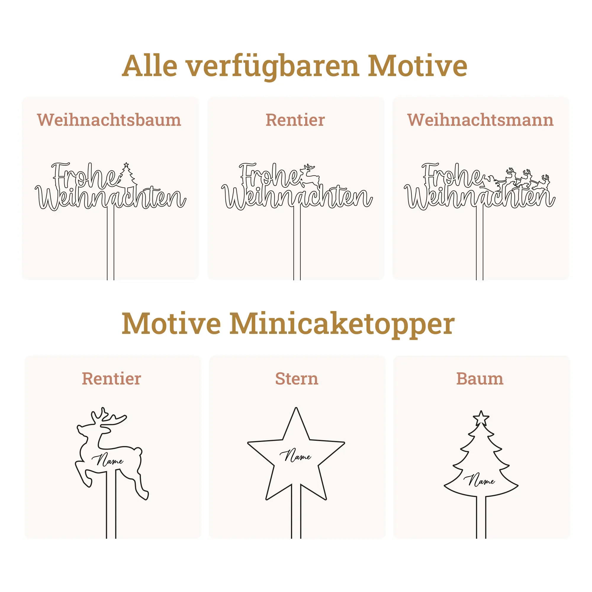 Cake Topper "Frohe Weihnachten" – Einzeln oder als Set 2 Caketopper Frohe Weihnachten - Motive