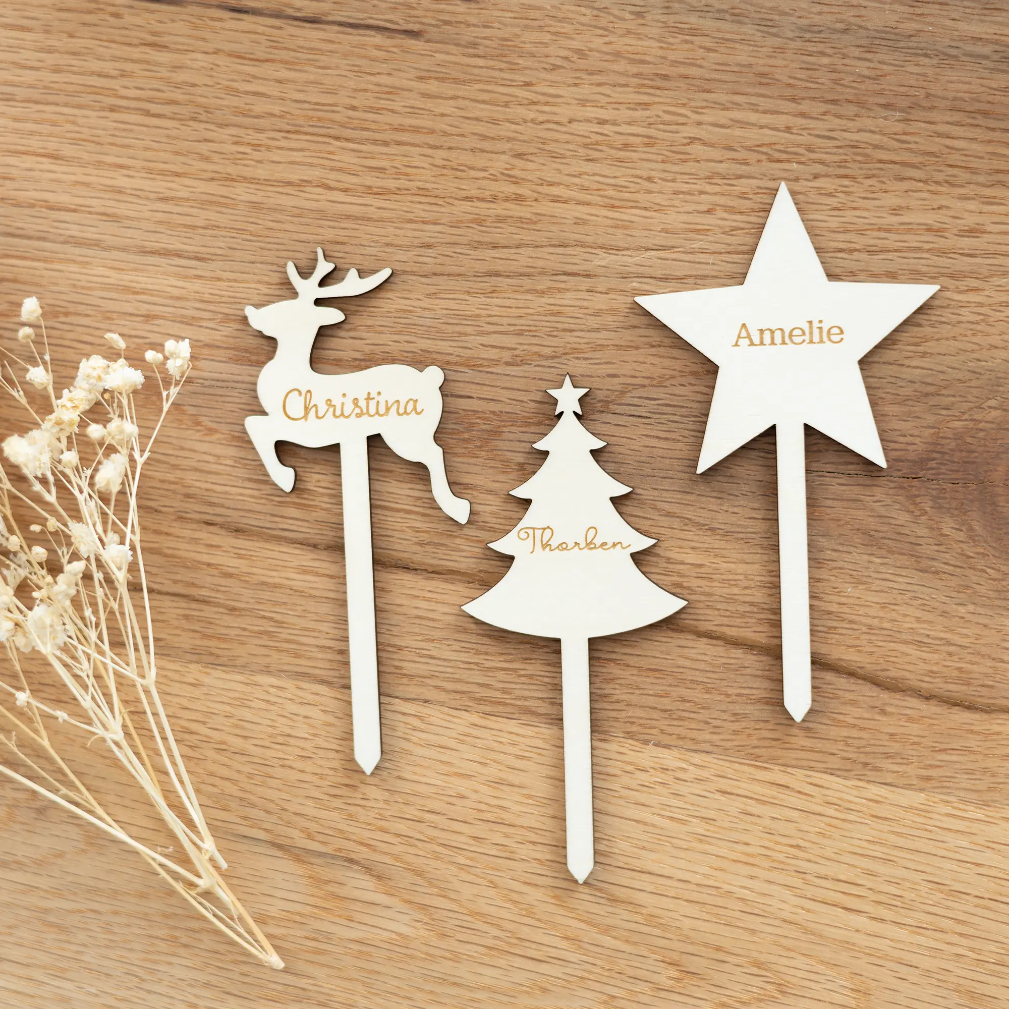 Cake Topper "Frohe Weihnachten" – Einzeln oder als Set 6 Caketopper Frohe Weihnachten - Personalisierbare Caketopper