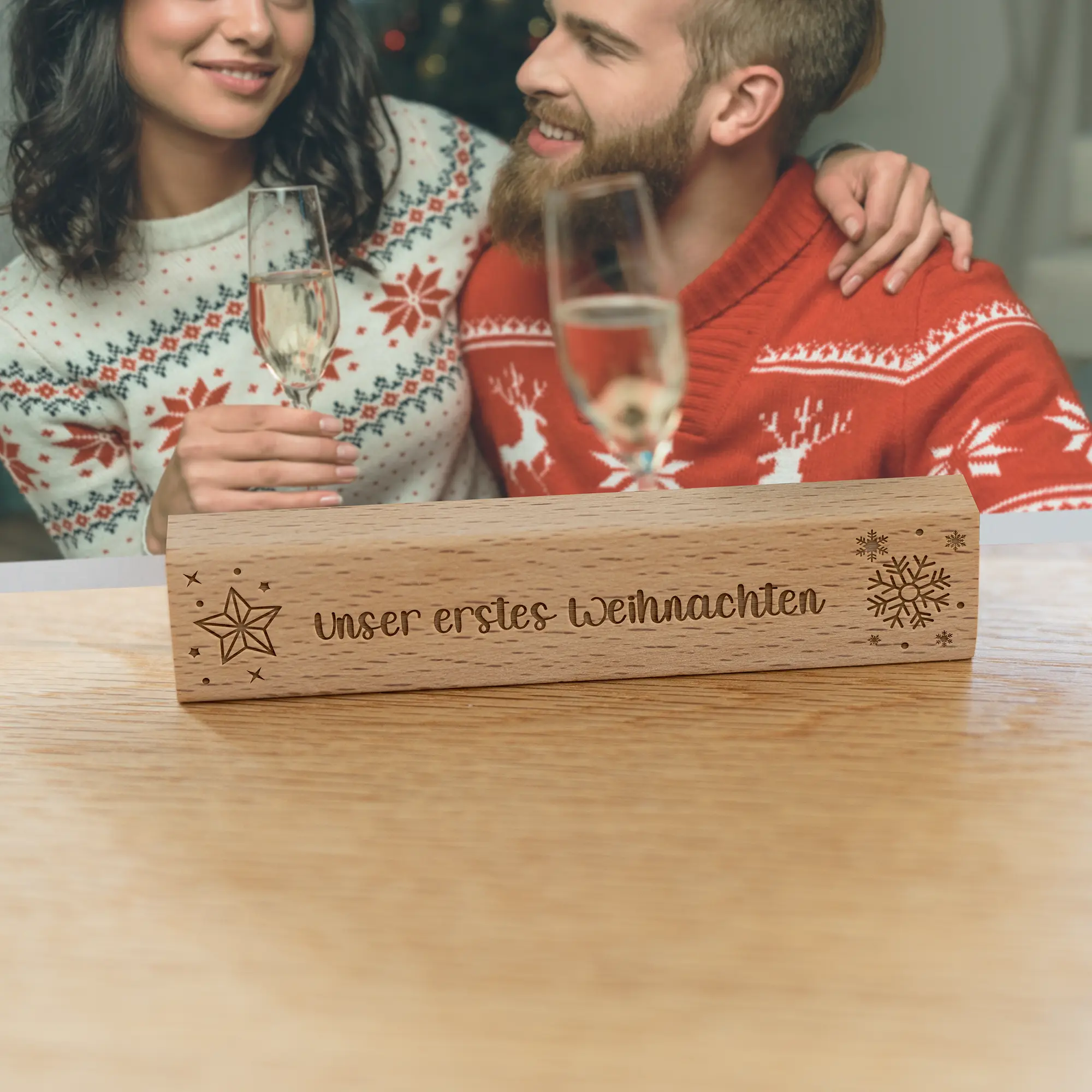 Personalisierbarer Kartenhalter "Weihnachten" aus Holz 5 Personalisierbarer Kartenhalter "Weihnachten" aus Holz - Einzeln