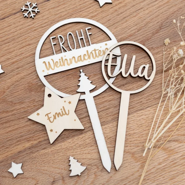 Minicaketopper Frohe Weihnachten Einzel & Set - Produktbild