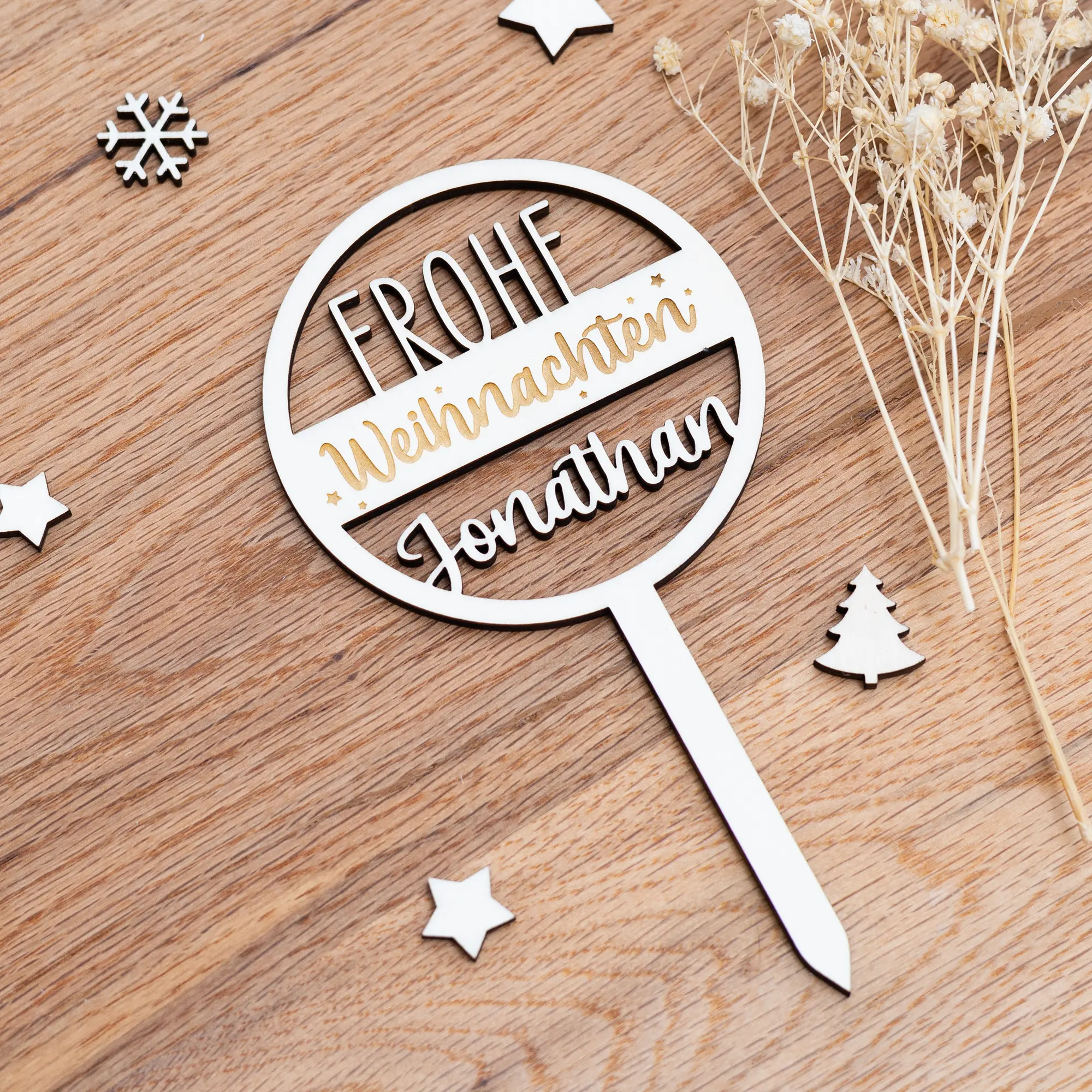 Personalisierbarer Mini Caketopper Mit Weihnachtsgruß 4 Personalisierbarer Mini Caketopper mit Weihnachtsgruß - Nahaufnahme