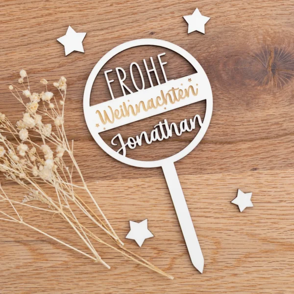 Personalisierbarer Mini Caketopper mit Weihnachtsgruß - Produktbild