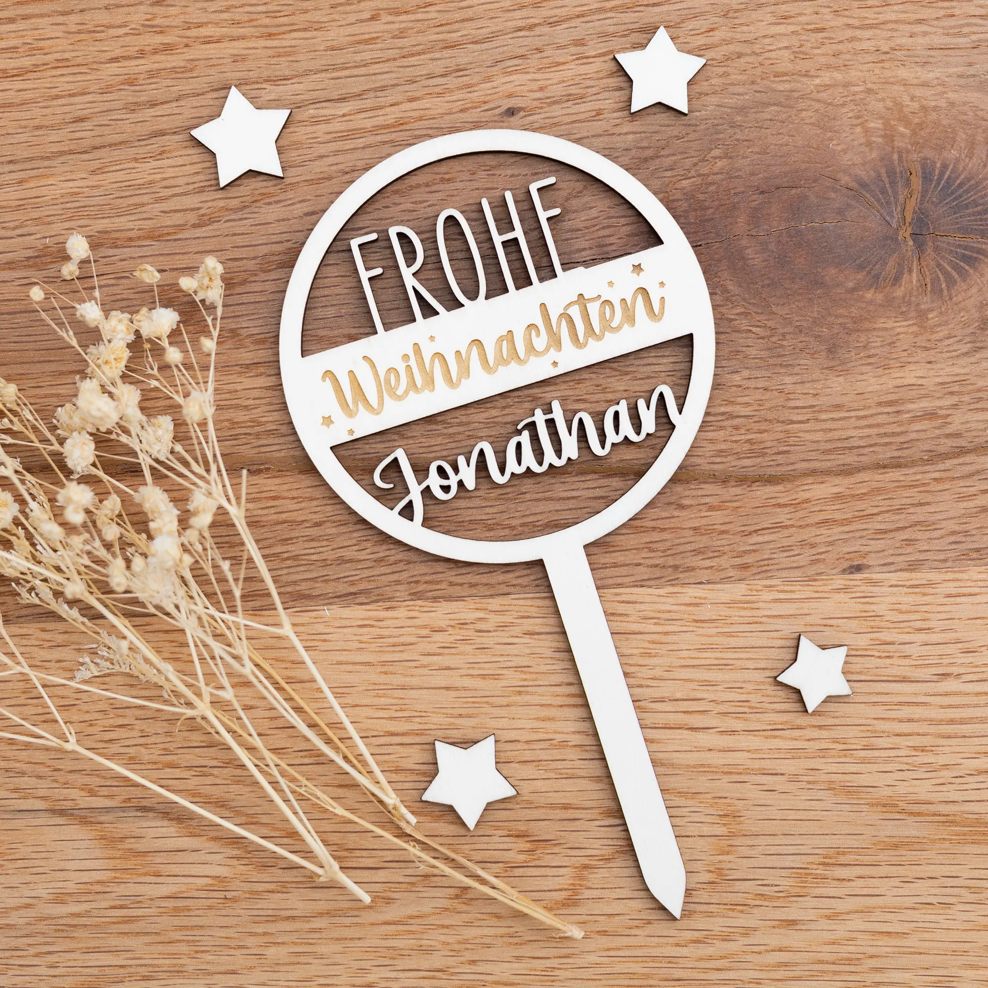 Personalisierbarer Mini Caketopper Mit Weihnachtsgruß 1 Personalisierbarer Mini Caketopper mit Weihnachtsgruß - Produktbild
