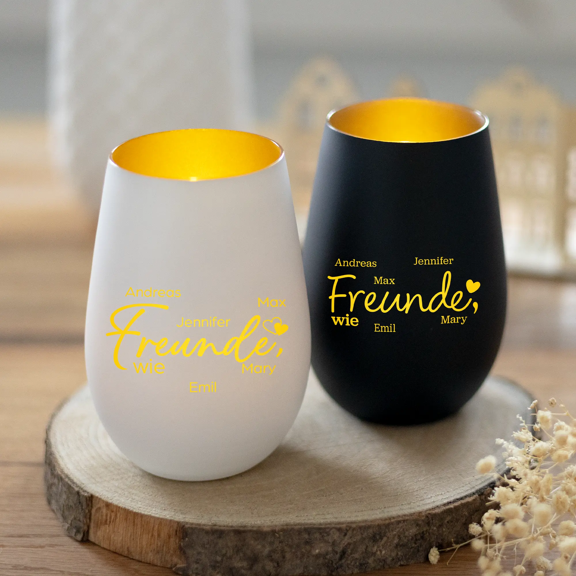 Personalisierbares Windlicht - Freunde wie 8 Personalisiertes Kerzenglas „Freunde, wie“ - Alternatives Design