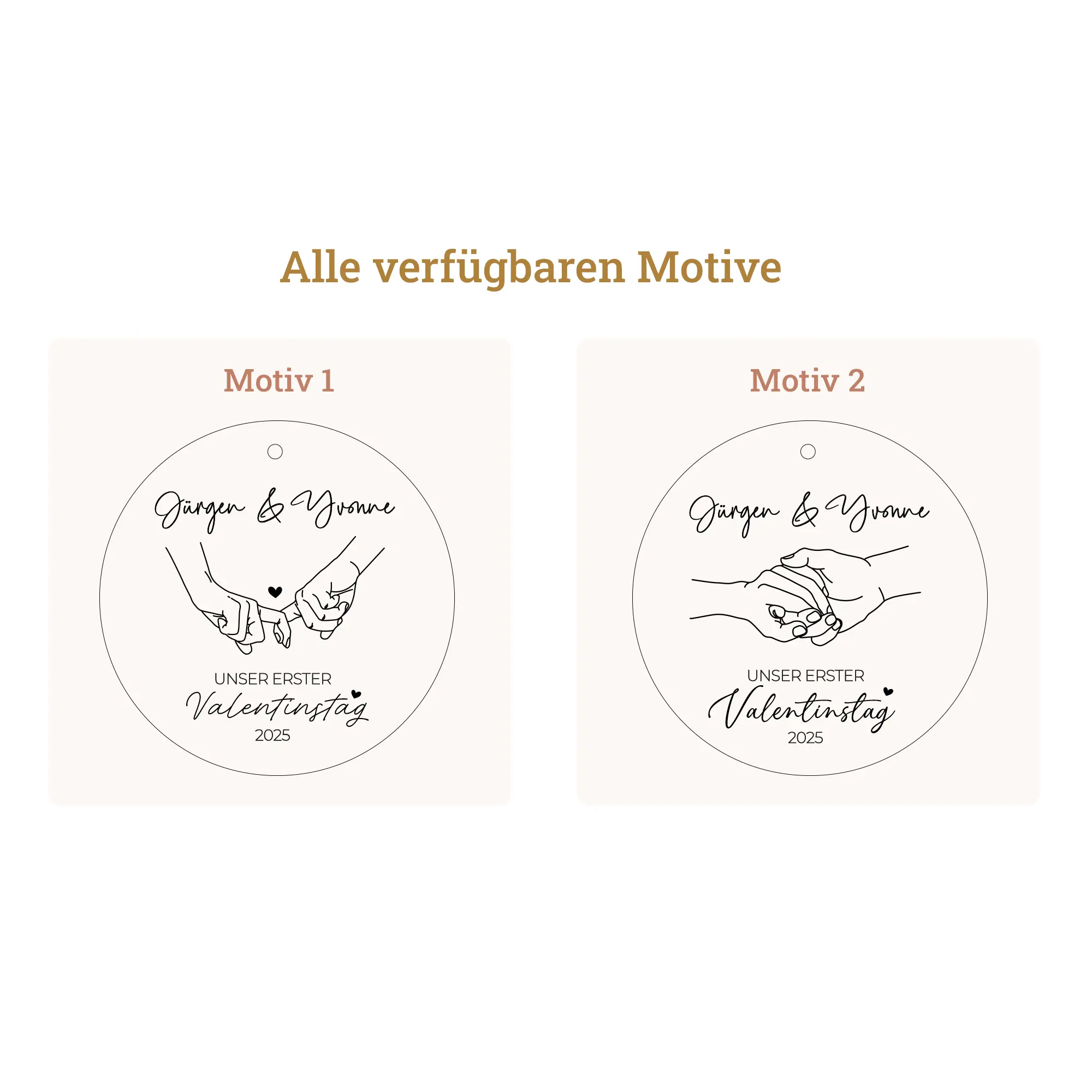 Personalisierter Valentinstag Anhänger „Erster Valentinstag“ 2 Anhänger - Erster Valentinstag - Motive