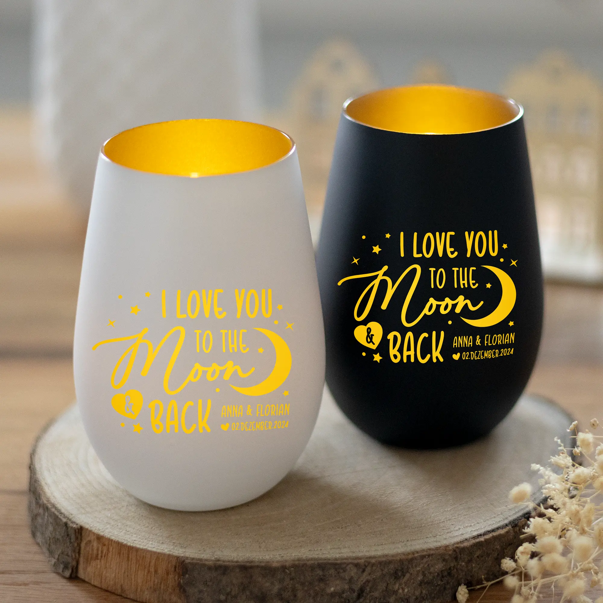 Personalisiertes Windlicht - Love you to the moon - Produktbild
