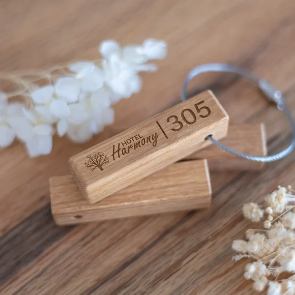 Schlüsselanhänger für Hotelliere Logo Zimmernummer