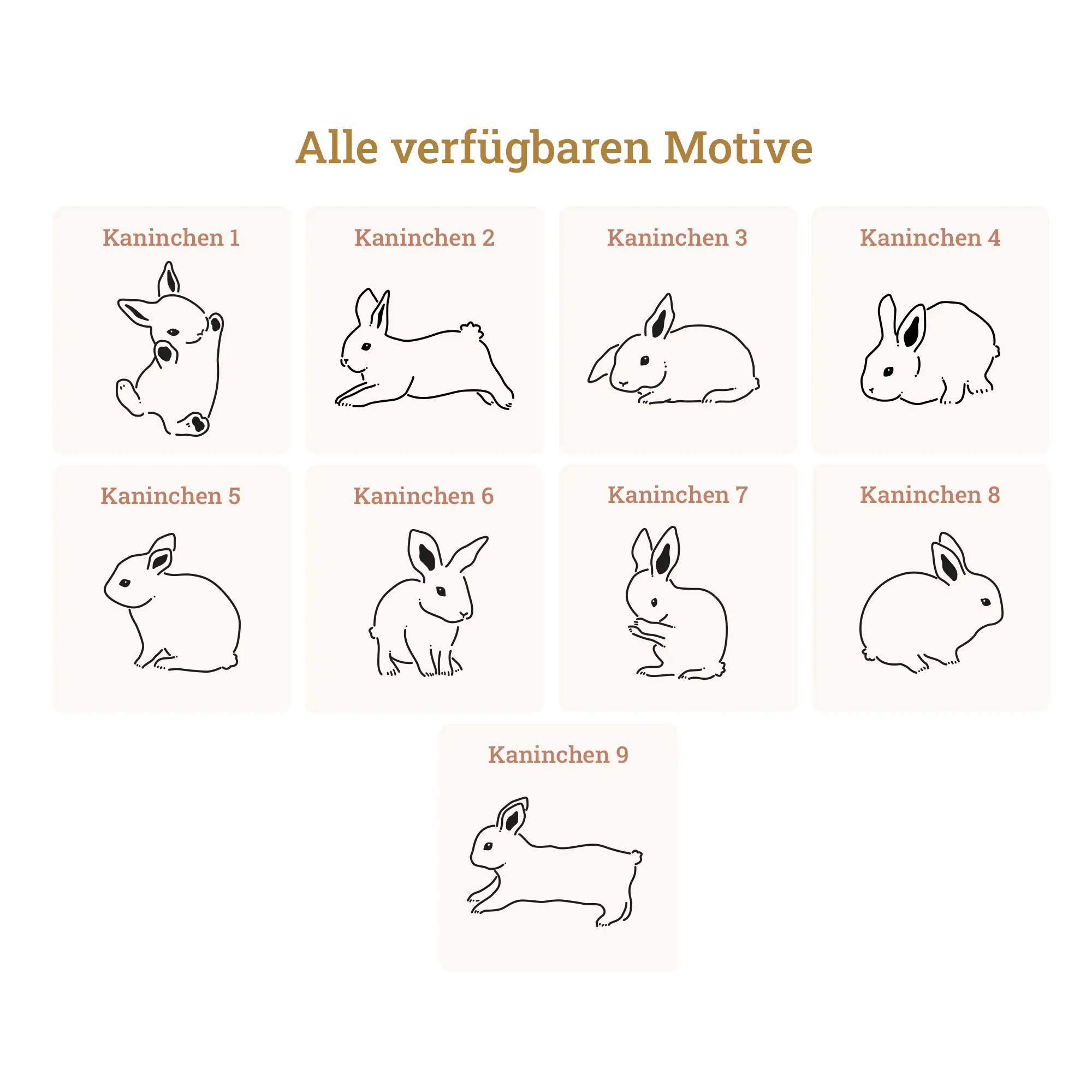Personalisiertes Brettchen für Ostern mit Hasenmotiven 2 Personalisiertes Frühstücksbrettchen mit Hasenmotiv - Motive