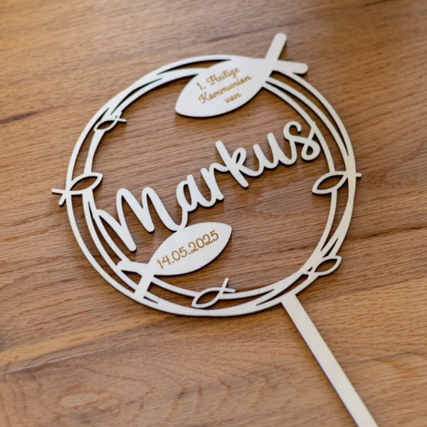 Caketopper - Kommunion Fische mit Name und Datum - Produktbild 2