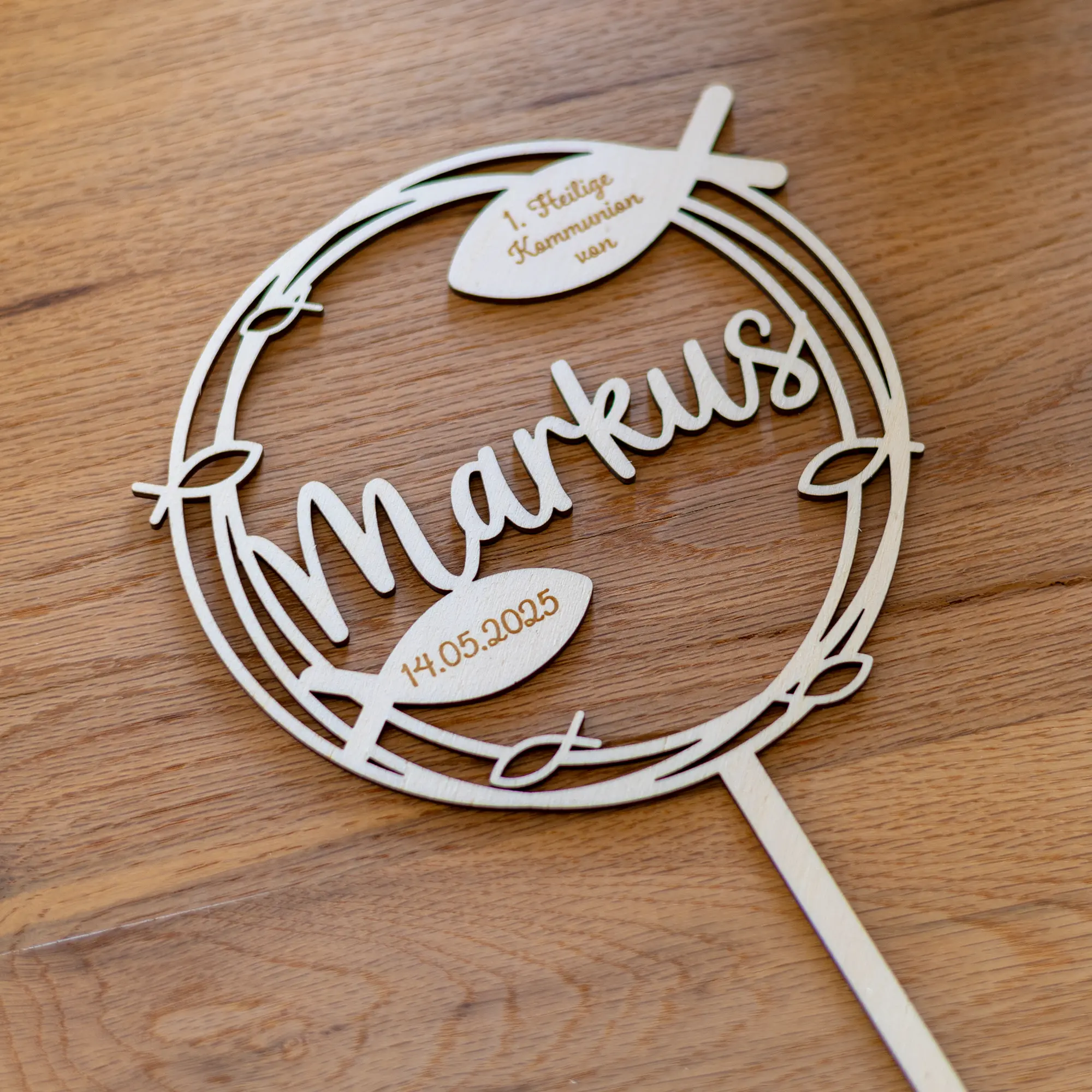 Caketopper - Kommunion Fische mit Name und Datum - Produktbild 2