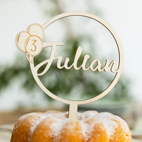 Caketopper Luftballons mit Namen und Jahreszahl - Produktbild