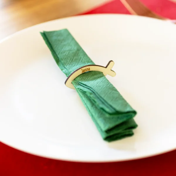 Personalisierbare Serviettenringe „Fisch“ (Ichthys) - Produktbild