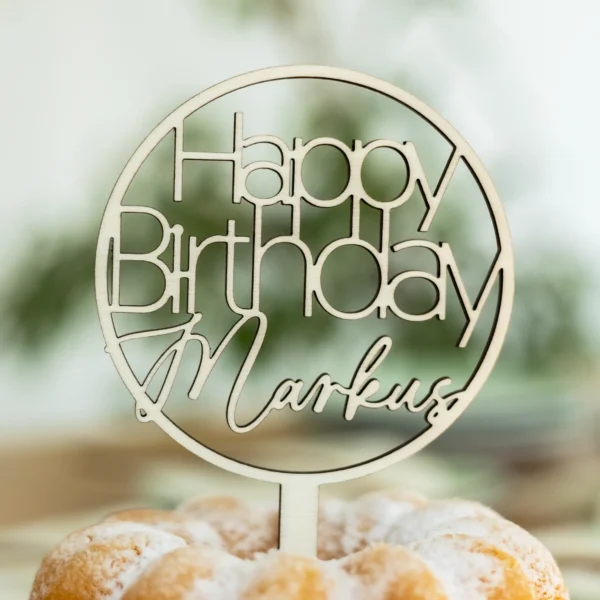 Caketopper Happy Birthday, rund Detailansicht