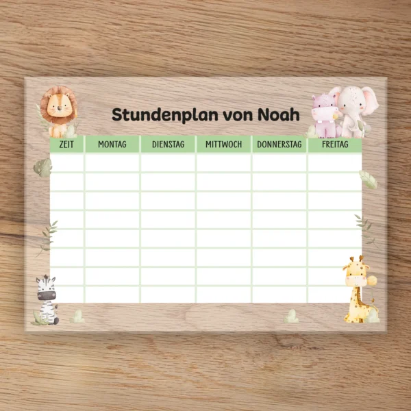 Stundenplan auf Acrylglas - Safari - Produktbild