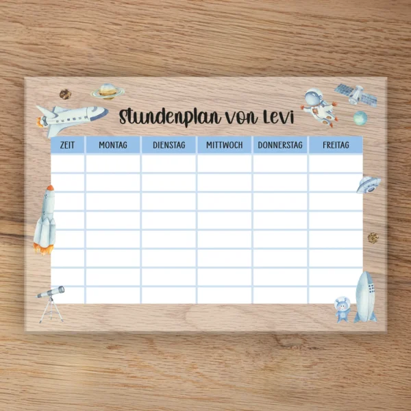 Stundenplan auf Acrylglas - Weltraum - Produktbild