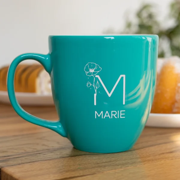 Tasse - Anfangsbuchstabe im floralen Design - Produktbild